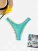 Textured High Cut Bikini Bottom S Blue