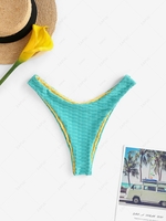 Textured High Cut Bikini Bottom S Blue
