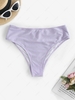 Textured High Waisted Bikini Bottom S Purple