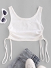 Textured Knit Cinched Crop Tank Top Xl White