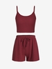 Textured Knit Solid Top and Shorts Set Xl Deep red