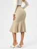 Textured Knitted Mermaid Midi Skirt Light coffee