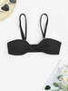 Textured Knotted Cami Bikini Top L Black