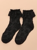 Textured Lace Panel Ruffles Ankle Socks