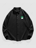 Textured Letter Patched Shirt Xl Black
