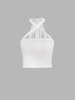Textured Sleeveless Halter Crop Top M White