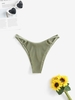 Textured Solid Color Bikkini Bottom M Green