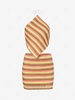 Textured Stripes Tie Open Back Scarf Two Piece Dress L Yellow