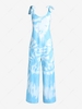 Tie Dye Pocket Wide Leg Jumpsuit M Light blue