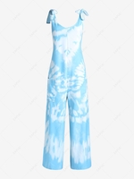 Tie Dye Pocket Wide Leg Jumpsuit M Light blue