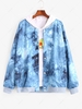 Tie Dye Print Button Up Jacket Xl Blue