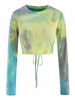 Tie Dye Print Cut Out Back Cropped T-shirt L Light blue