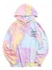 Tie Dye Print Letter Applique Graphic Hoodie 2xl Light purple