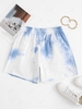 Tie Dye Print Raw Hem Shorts Xs Light blue