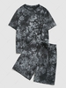 Tie Dye Print T-shirt and Shorts Set S Black