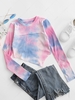 Tie Dye Ribbed Asymmetrical Ripped Tee S Hot pink