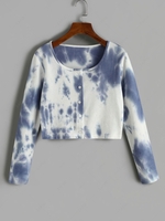 Tie Dye Ribbed Cropped T Shirt S Light slate blue