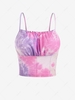Tie Dye Ruched Frilled Crop Cami Top L Light purple
