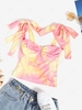 Tie Dye Shoulder Ties Bustier Crop Top L