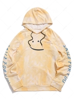 Tie Dye Smile For You Print Hoodie M Yellow