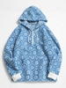 Tie Dye Snowflake Pattern Teddy Hoodie S Light blue