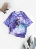 Tie Dye Sun Moon Print Drop Shoulder T Shirt S
