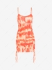 Tie Dye Topstitching Cinched Dress Xl Orange