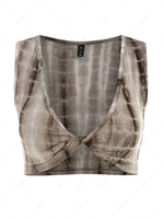 Tie Dye Twist Crop Plunge Tank Top Xl Deep coffee