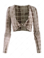Tie Dye Twisted Crop Slim Tee M Coffee