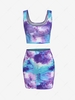 Tie Dye U Neck Mini Skirt Set S Multi a