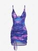 Tie Dye Underwire Cinched Mini Dress L Multi a