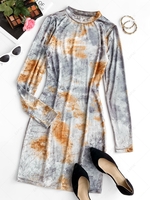 Tie Dye Velvet Mini Bodycon Dress S Light gray