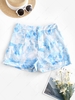 Tie Dye Watercolor Cuffed Hem Shorts S Light blue