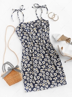 Tie Floral Bodycon Dress Xl Deep blue