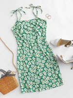 Tie Floral Bodycon Dress Xl Green