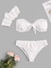 Tie Front Bandeau Bra Set with Wrist Cuffs M White