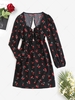 Tie Front Cherry Open Back Sweetheart Mini Dress Xs Black