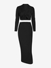 Tie Front Jersey Cropped Top and Skirt Set S Black