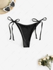 Tie Metallic Adjustable Bikini Bottom L Black