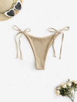 Tie Metallic Adjustable Bikini Bottom L Light coffee