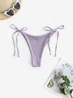 Tie Metallic Adjustable Bikini Bottom M Light purple