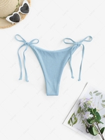 Tie Metallic Adjustable Bikini Bottom S Light blue