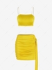 Tie O-ring Ruched Two Piece Dress M Yellow