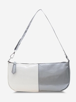 Two-Tone Faux Patent Leather Rectangular Shoulder Bag