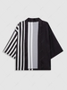 Two Tone Stripe Kimono Xxl Black