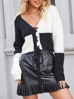 Two Tone Yin Yang Lace Up Cardigan S Black