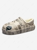 Two Way Letter Graphic Fleece Lined Closed Toe Slippers