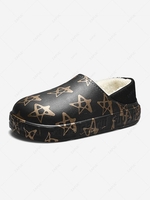 Two Way Star Pattern Closed Toe Fleece Lined Slippers