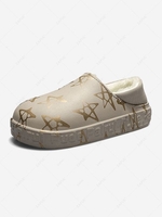 Two Way Star Pattern Closed Toe Fleece Lined Slippers
