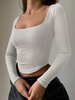 U Neck Curved Hem Crop T Shirt S Light gray